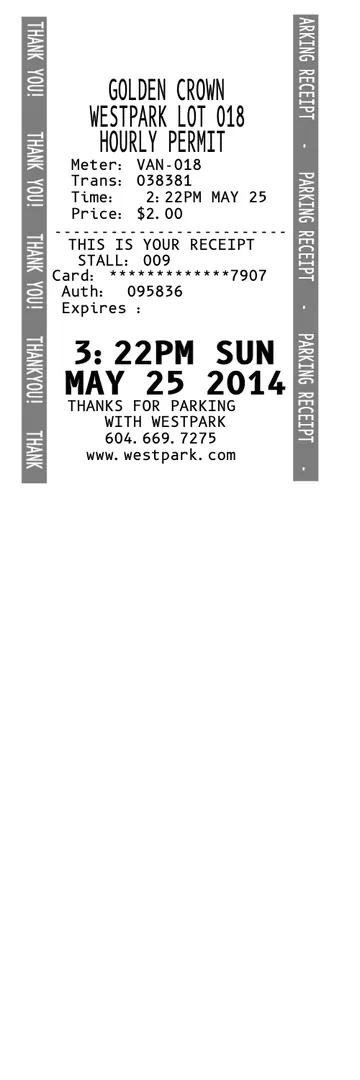 Parking Lot Receipt