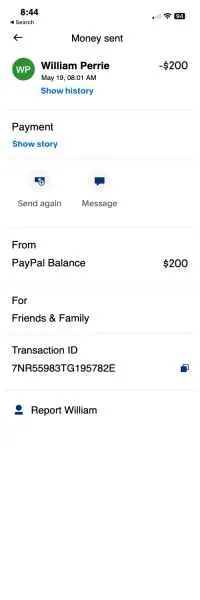 Paypal Receipt - Friends and Family