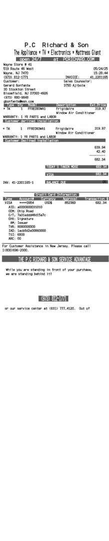 P.c. Richard Son Receipt