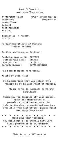 Post Office UK Receipt