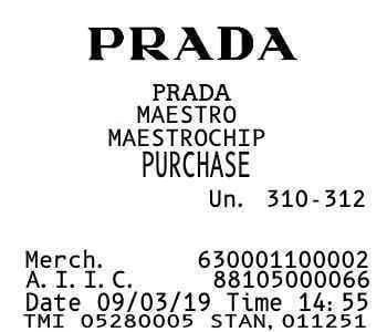 Prada Bag Receipt - Register Receipt