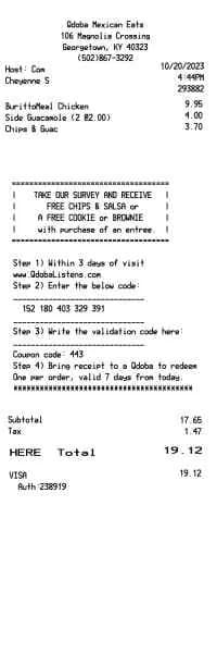 Qdoba Receipt