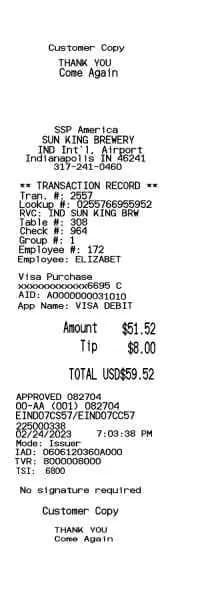 Restaurant Food Receipt