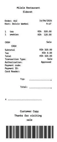 Restaurant Receipt International