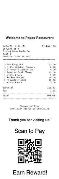 Restaurant Receipt QR Code