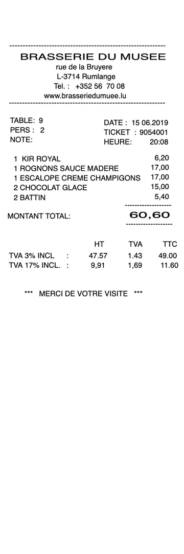 Restaurant Receipt VAT