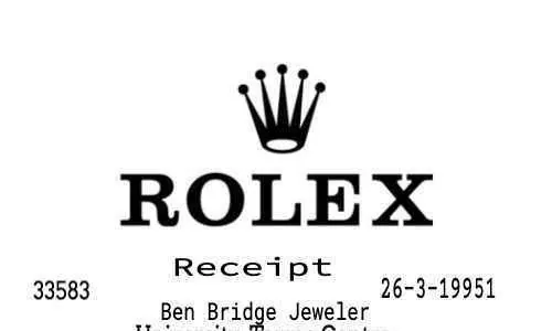 Rolex Receipt - Ben Bridges Jeweler