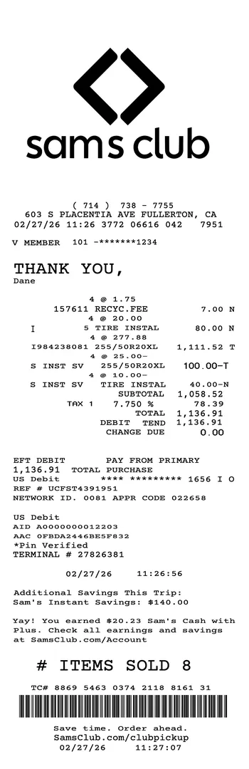 Sam'S Club Receipt