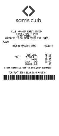 Sams Club Receipt 3