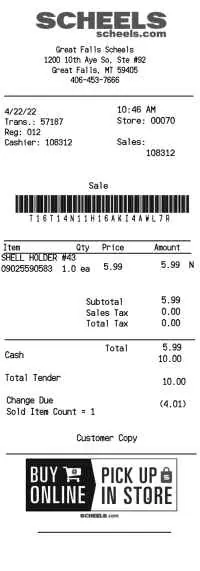 Scheels Receipt