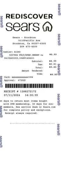 Sears Receipt 2