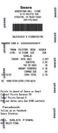 Sears Receipt