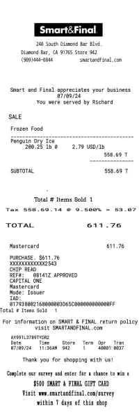 Smart Final Receipt