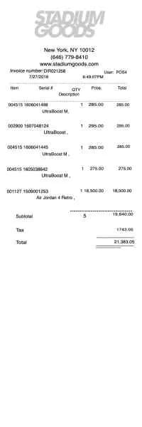 Stadium Goods Receipt