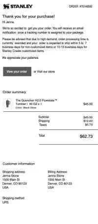 Stanley Receipt