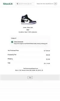 StockX Receipt In-App