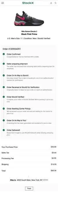 StockX Web Receipt