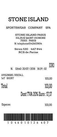 Stone Island Receipt