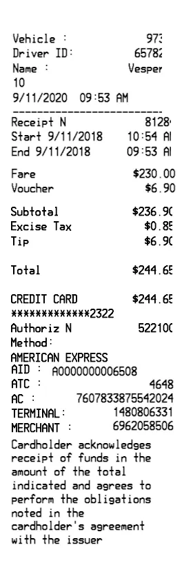 Taxi Receipt 002