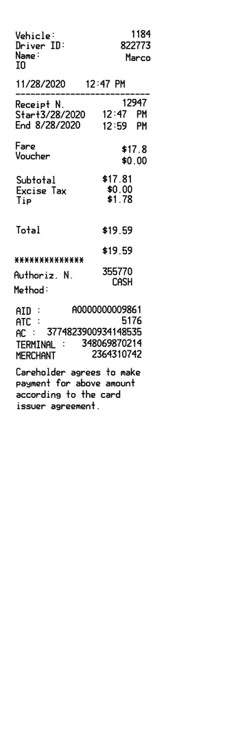 Taxi Receipt 5