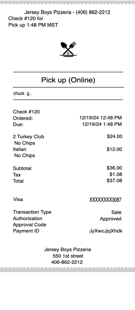 Toast Receipt
