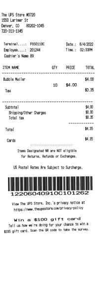 UPS Store Receipt Design 2