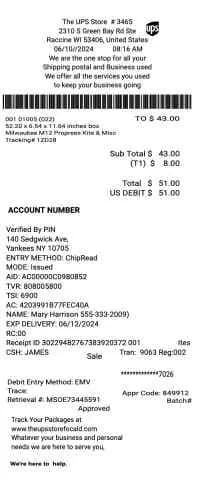 UPS Store Receipt 2