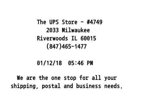 UPS Store Shipping Receipt