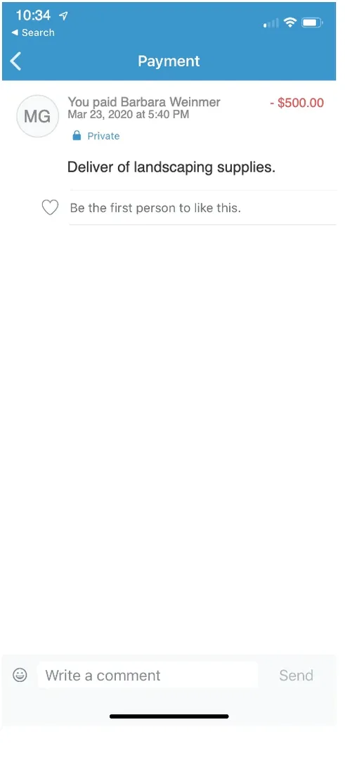 Venmo Receipt