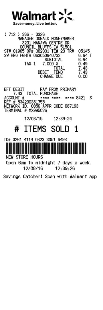 Walmart Receipt 001