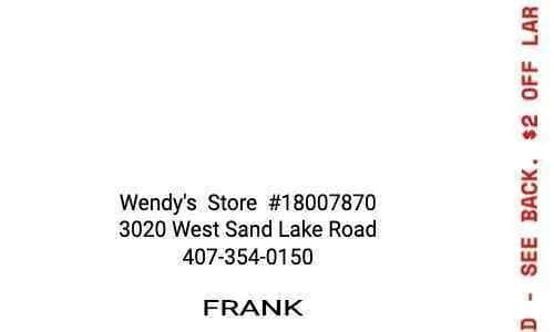 Wendys Receipt