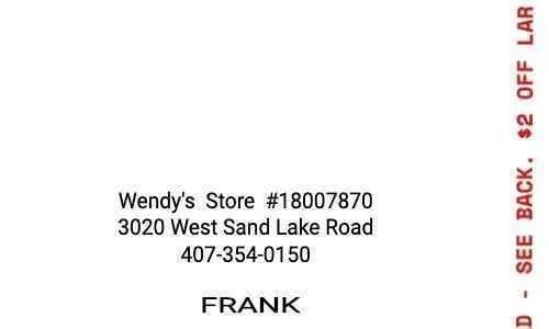 Wendys Receipt