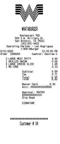 Whataburger Receipt Generator
